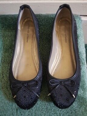 Adrienne Vittadini Black Studded Flats Size 10M